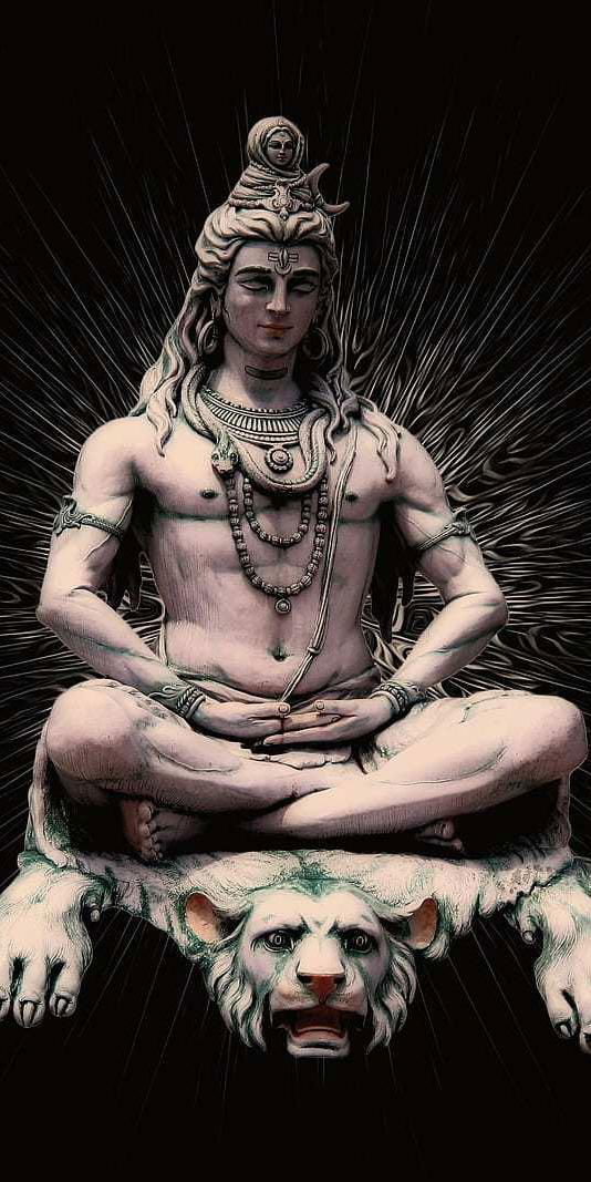 Meditating shiva amidst cosmic energy