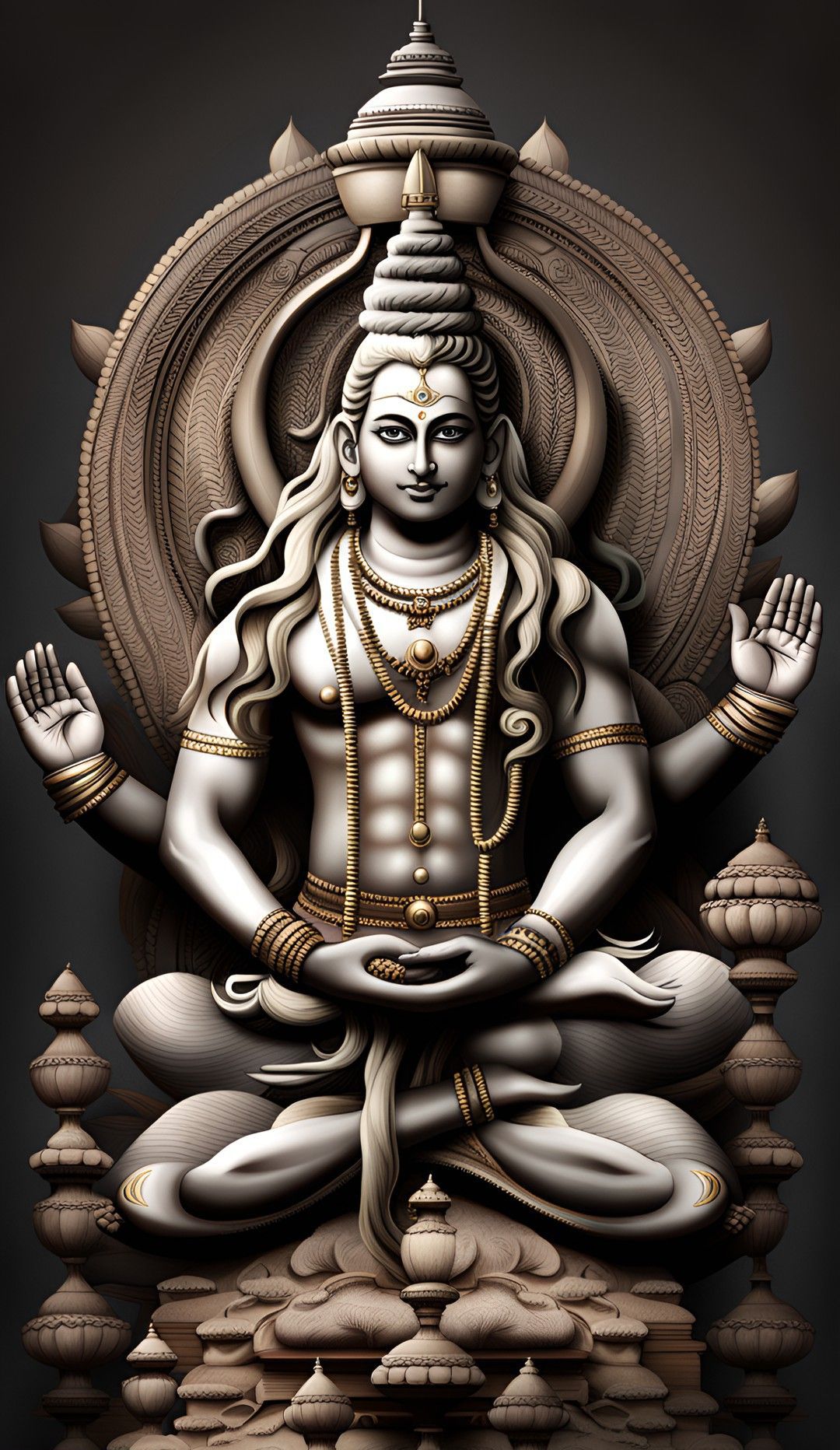 Meditating Shiva, serene and powerful god