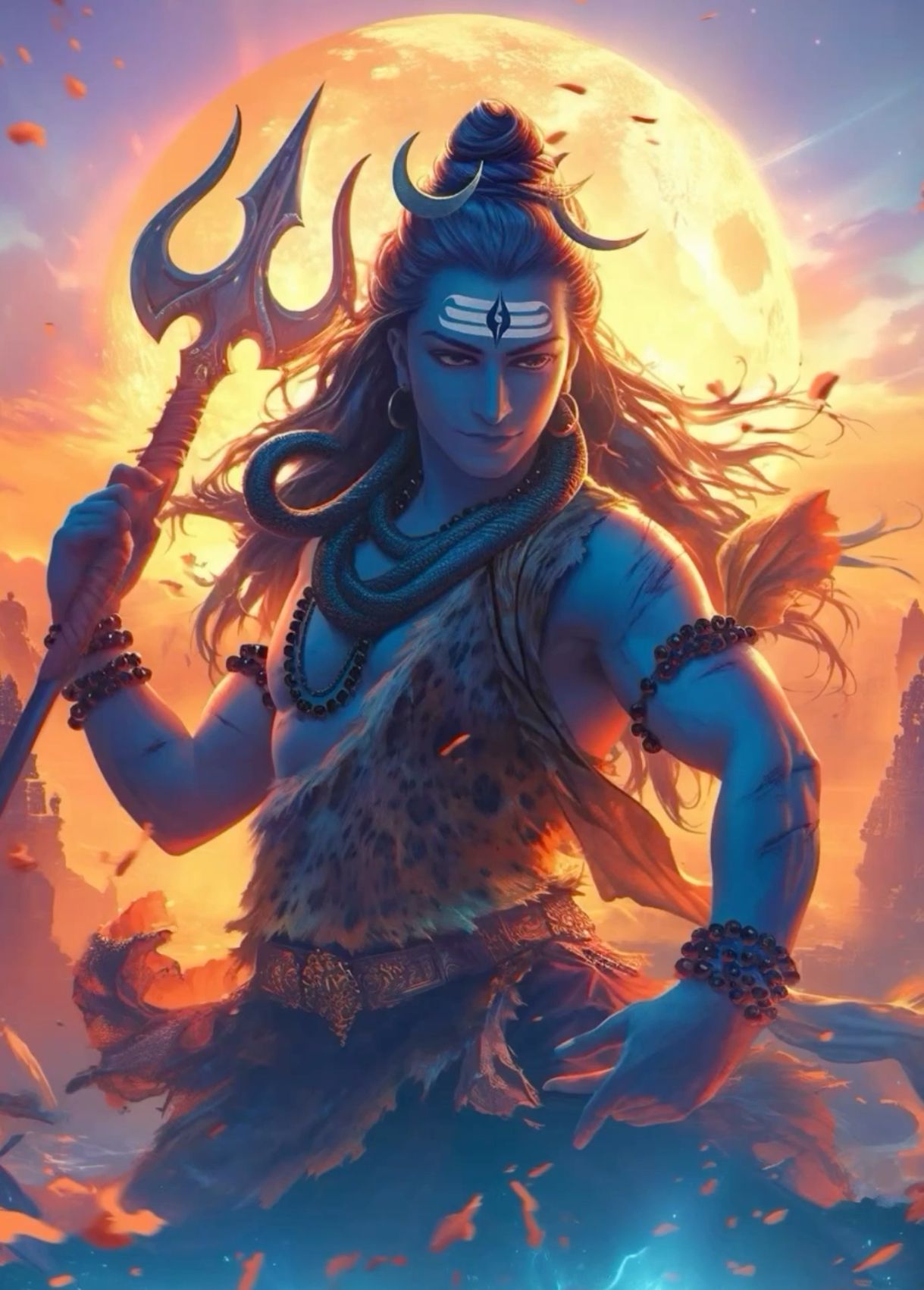 Lord Shiva with Trishul, serene expression