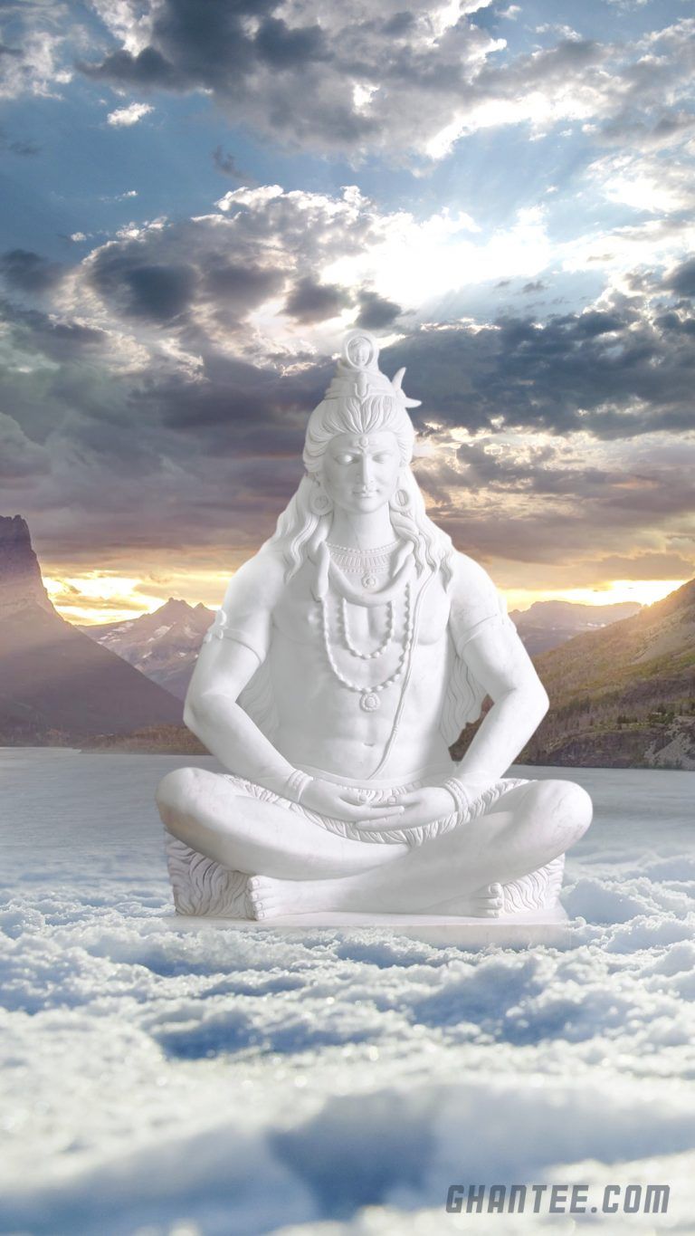 Meditating Shiva amidst clouds and mountains