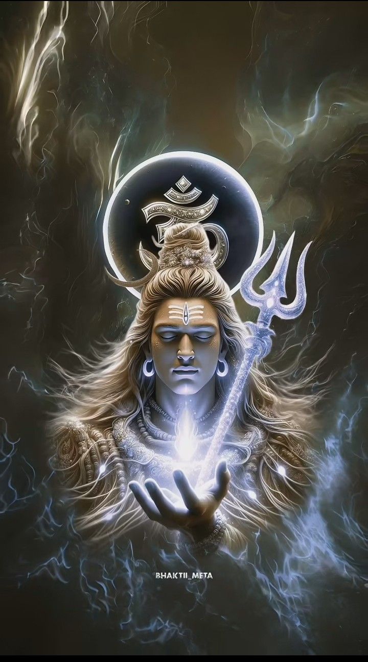 Divine Shiva with Trishul and Damru.