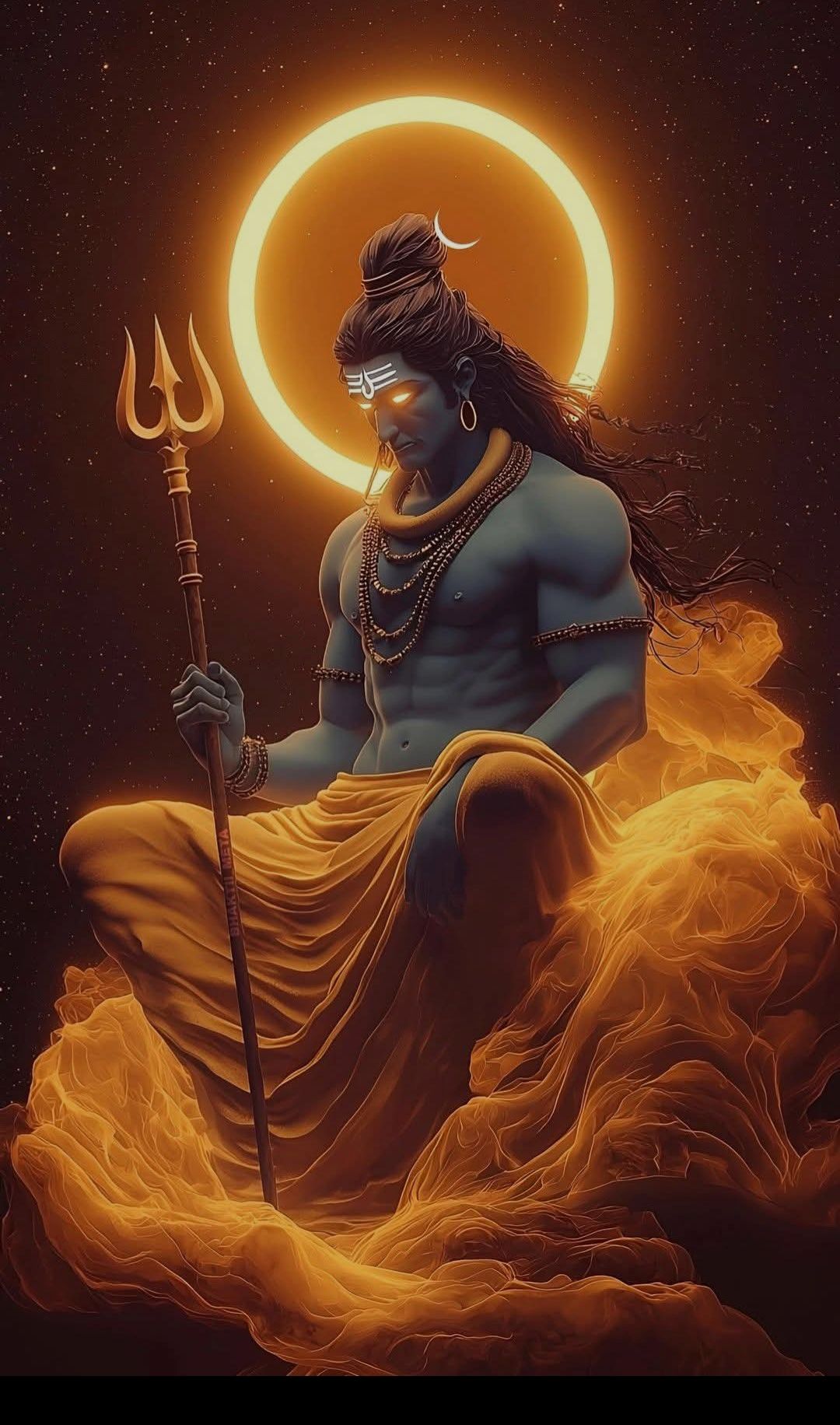 Lord Shiva with Trishul and halo