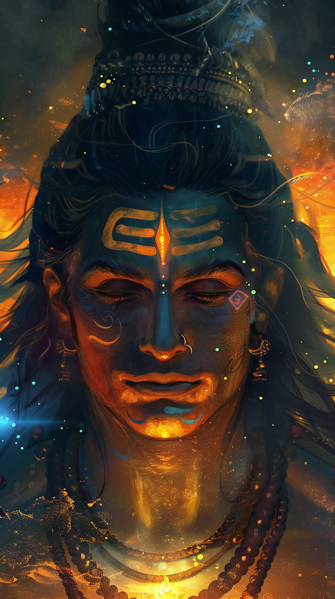 Serene portrait of Lord Shiva meditating.