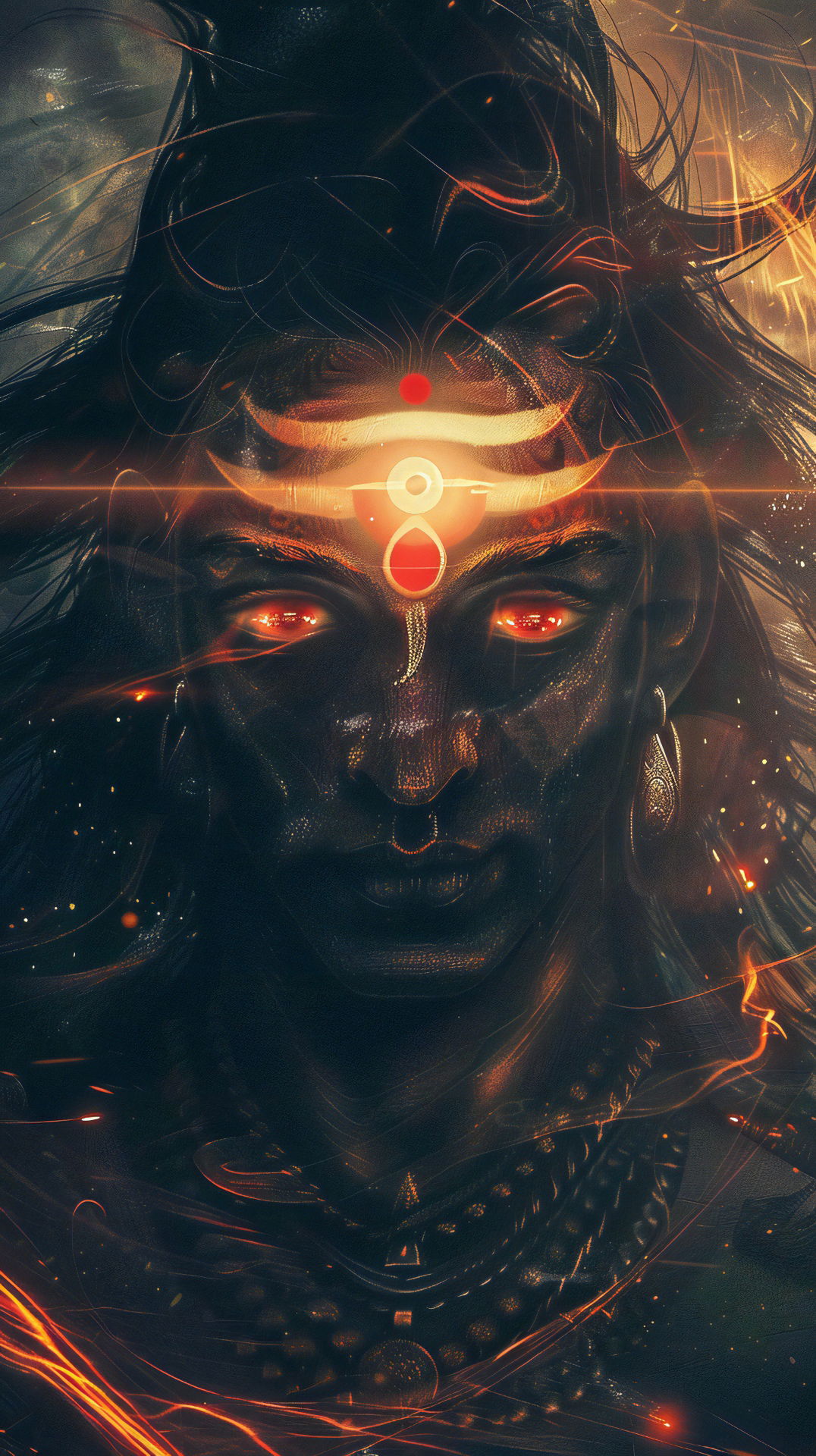 Intense portrait of Lord Shiva\'s face