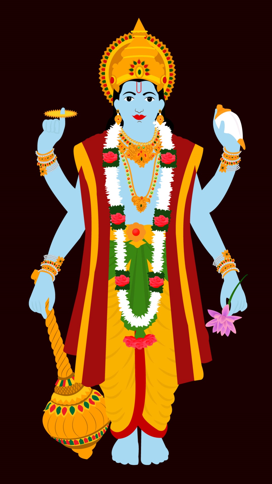 Blue-skinned Shiva with lotus and damru