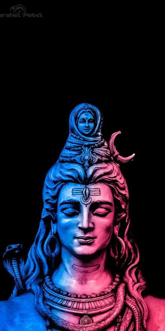 Shiva with crescent moon and serpent.