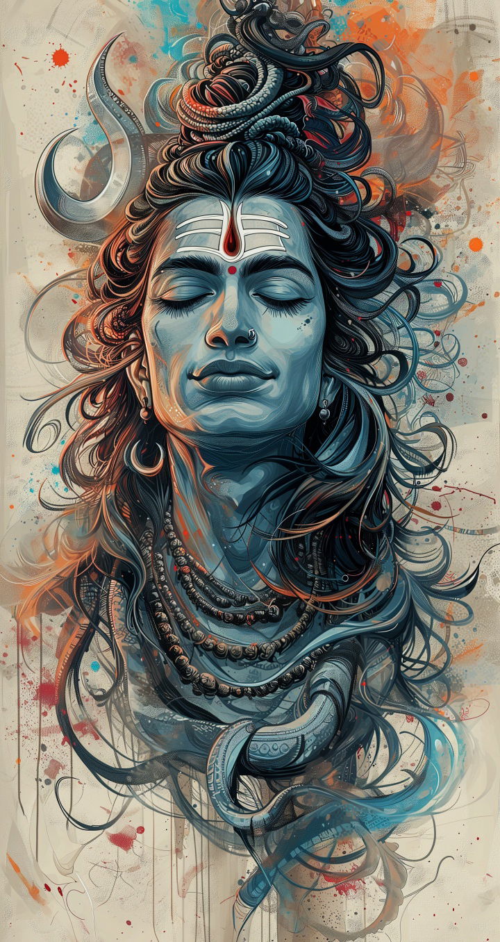 Meditating Lord Shiva divine portrait