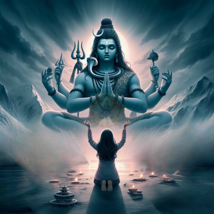 Lord Shiva bestows a blessing.