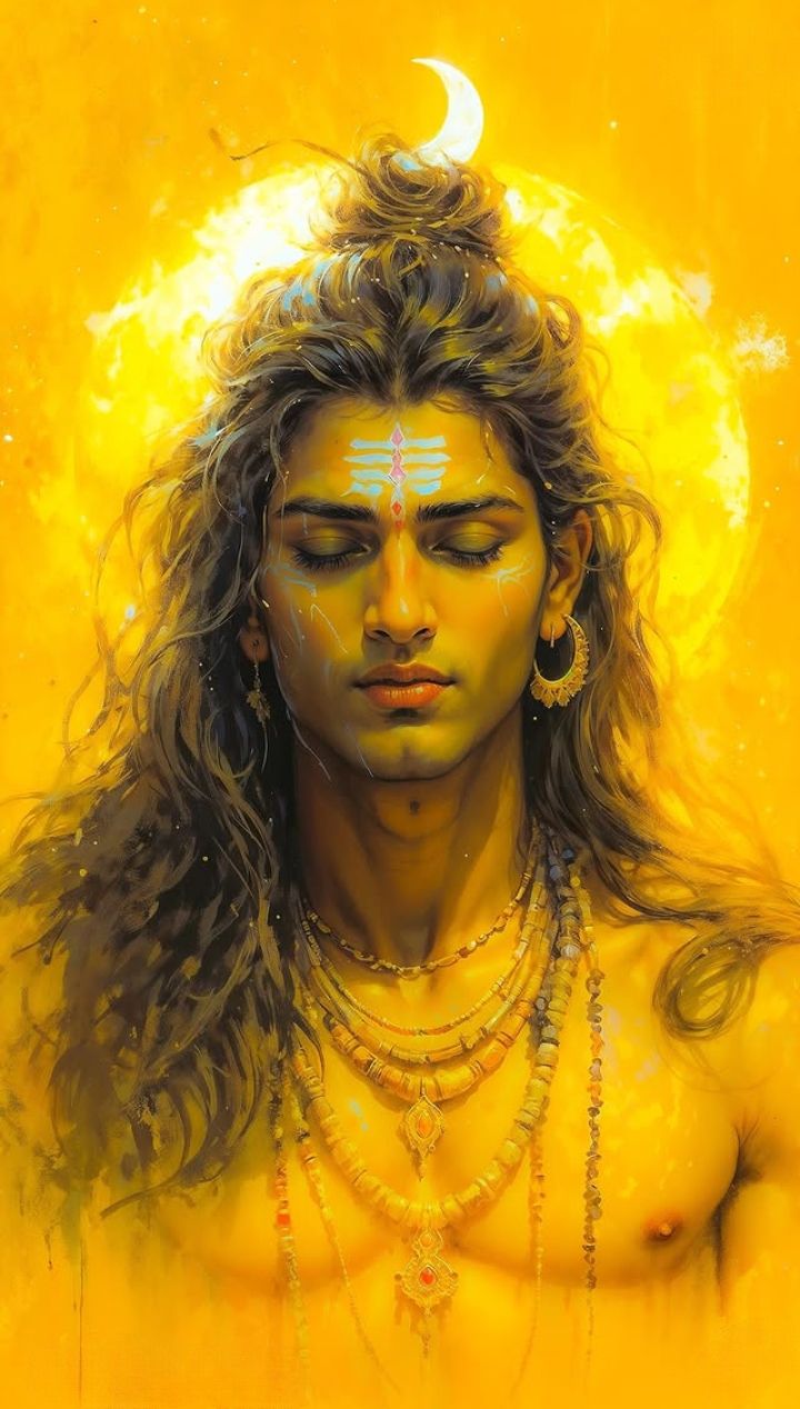 Divine Shiva portrait with golden aura