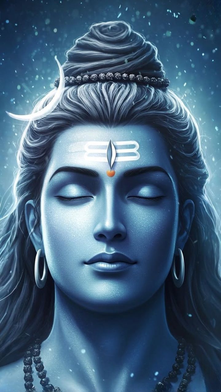 Serene Shiva with crescent moon adornment