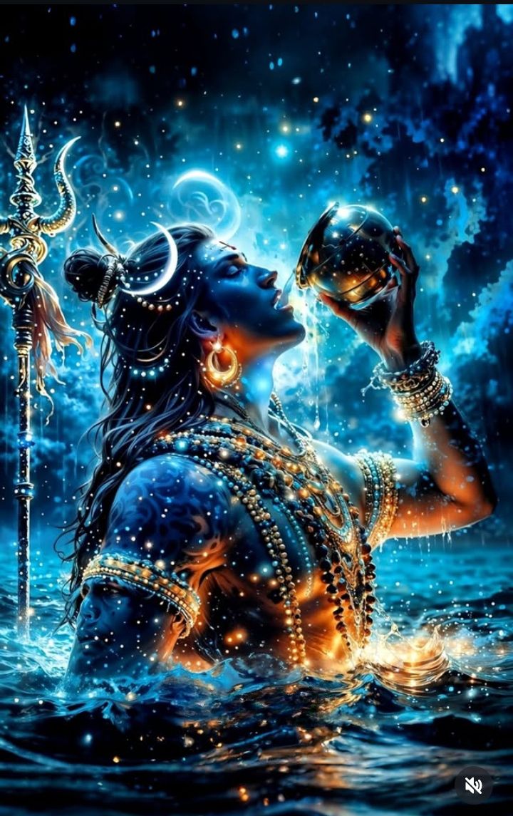 Lord Shiva in cosmic galaxy background