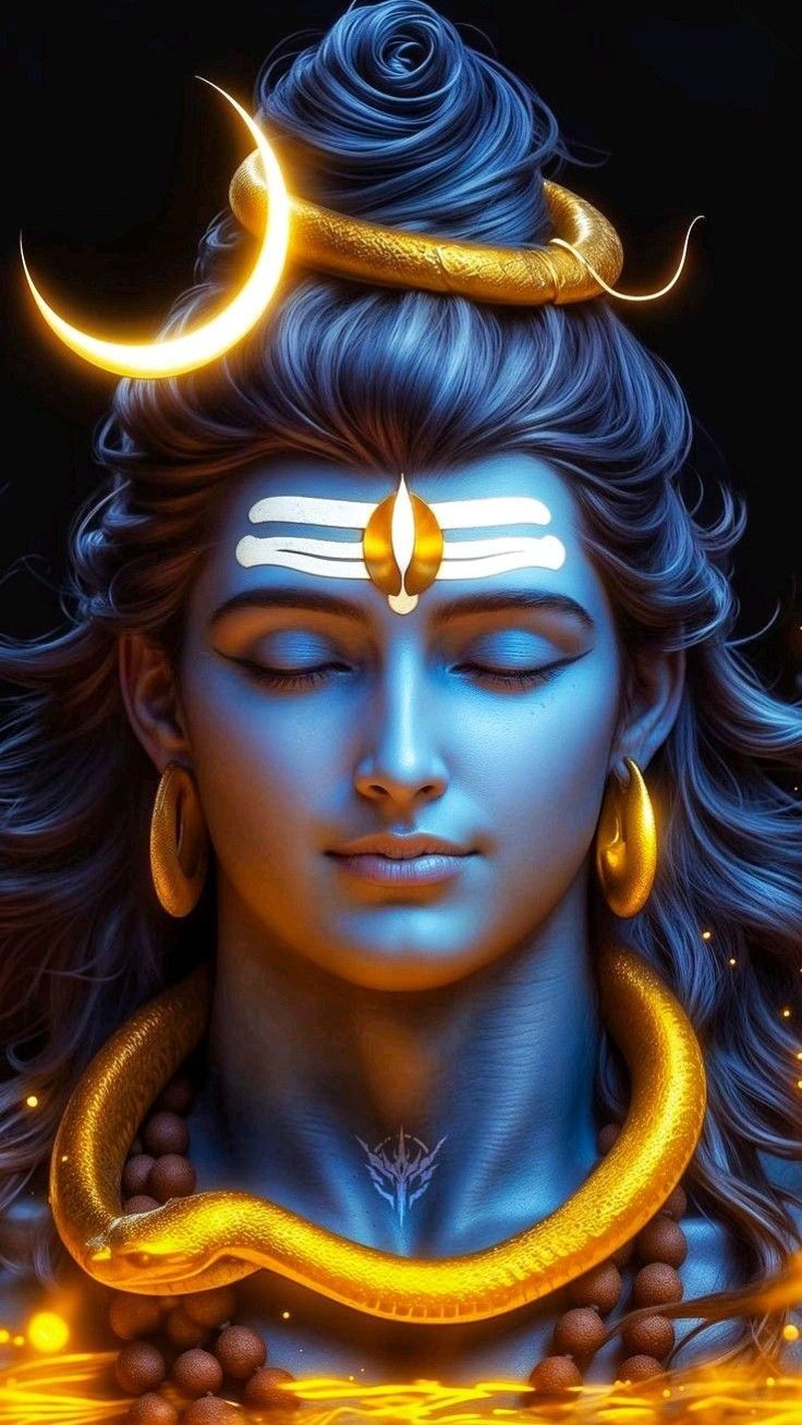 Lord Shiva with serpent and moon
