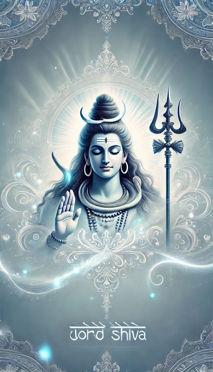 Serene Lord Shiva portrait with trident