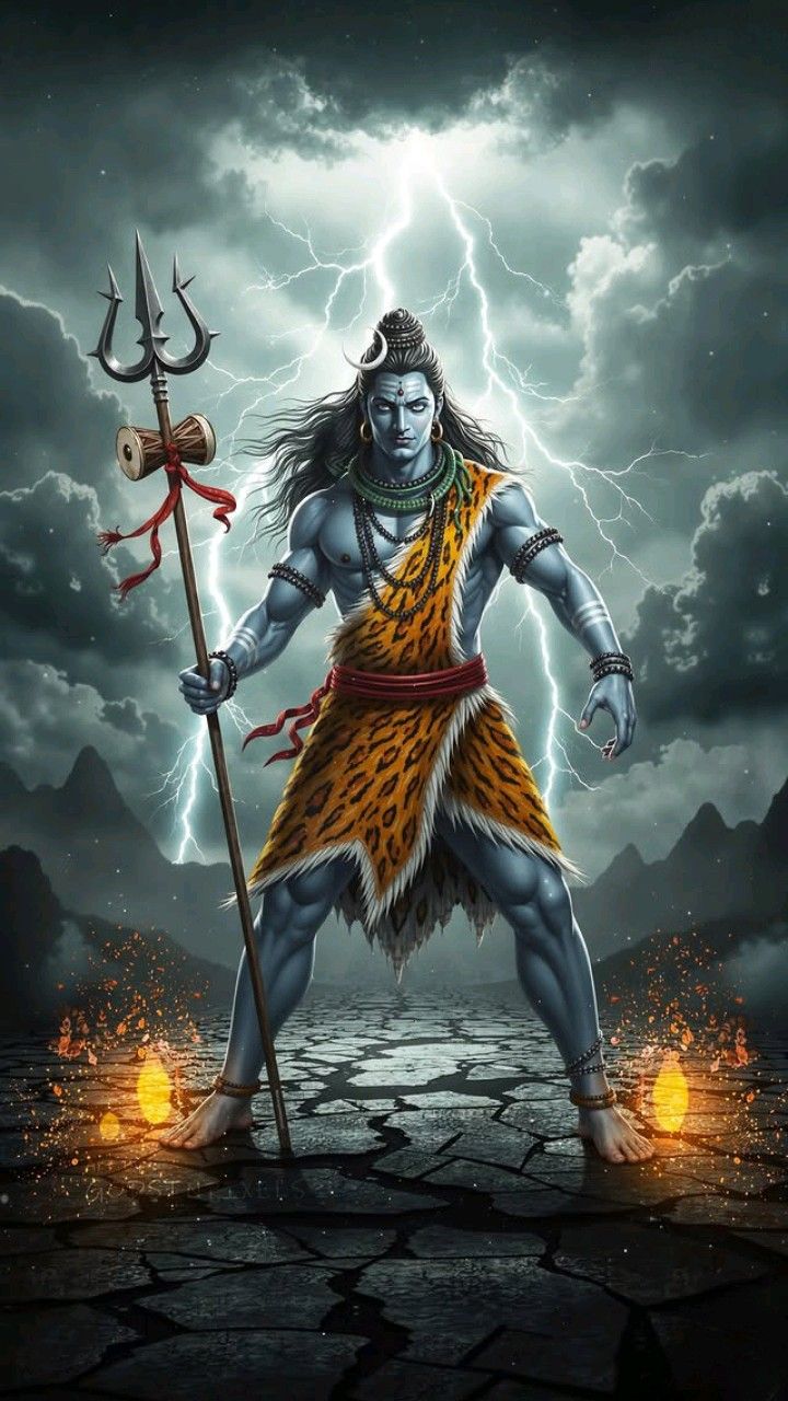 Powerful Shiva amidst lightning storm