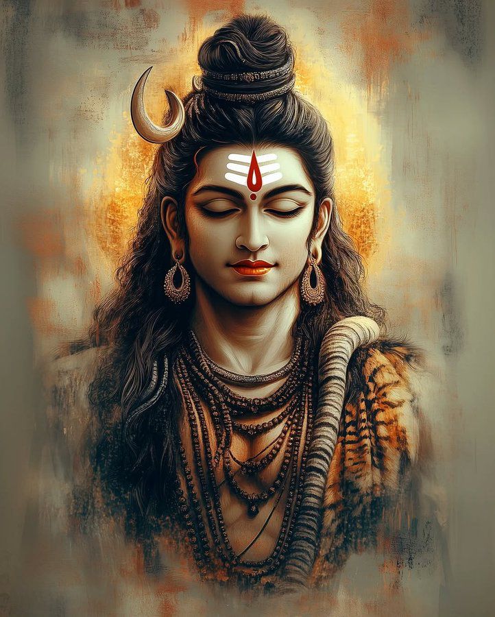 Lord Shiva serene portrait with crescent moon