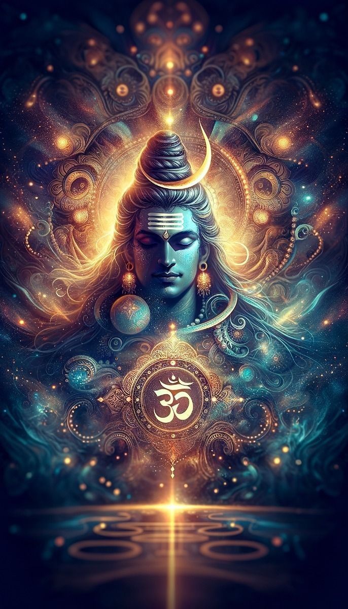 Lord Shiva\'s serene cosmic portrait.