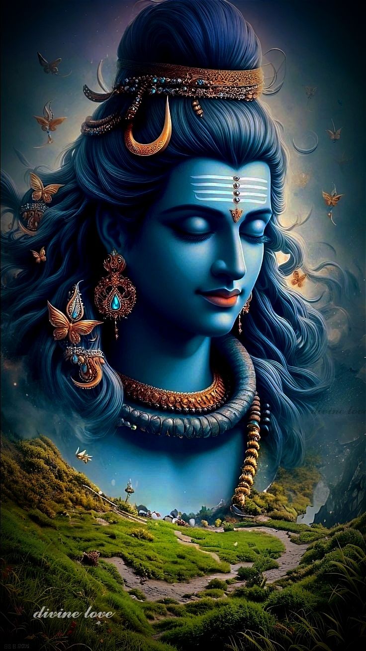 Meditating Lord Shiva with crescent moon