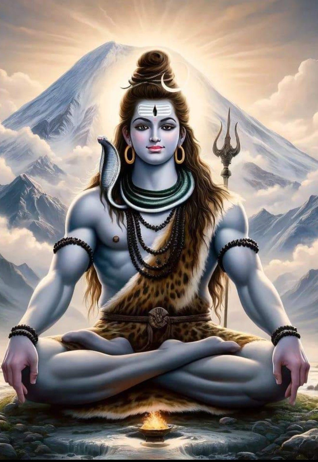 Meditating Shiva amidst Himalayan peaks