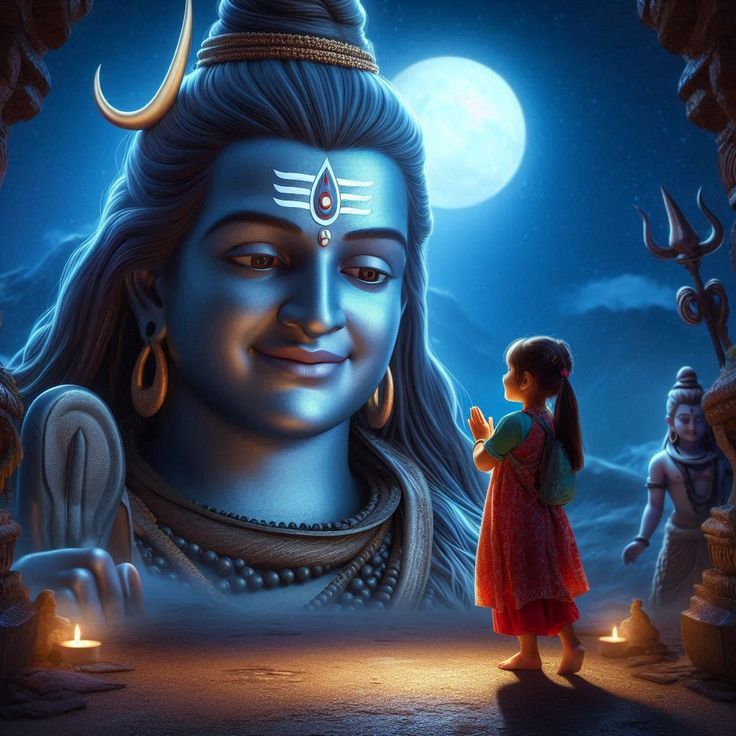 Lord Shiva with a praying child
