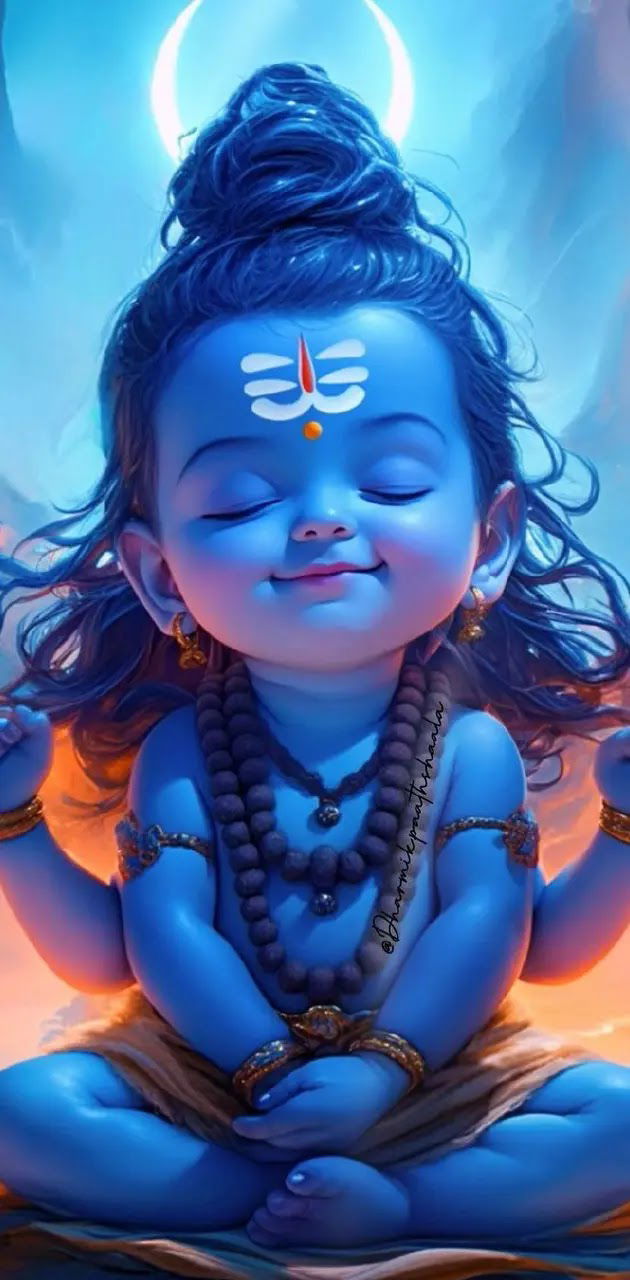Serene Shiva meditating with closed eyes