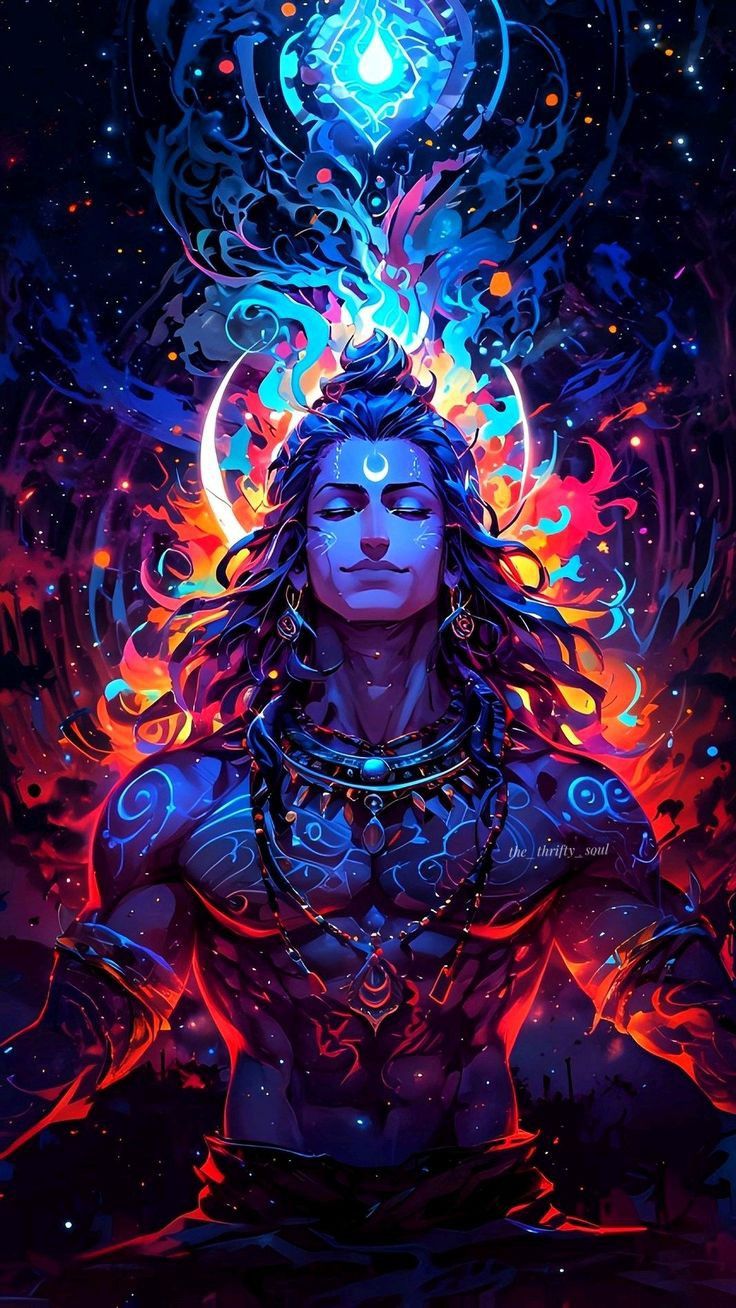 Powerful Shiva surrounded by cosmic energy.