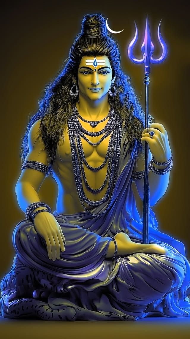 Lord Shiva meditating with Trishul