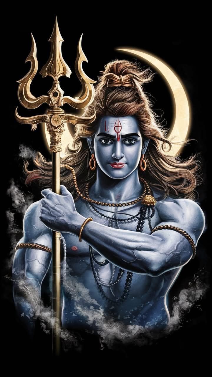 Lord Shiva with Trishul and crescent moon