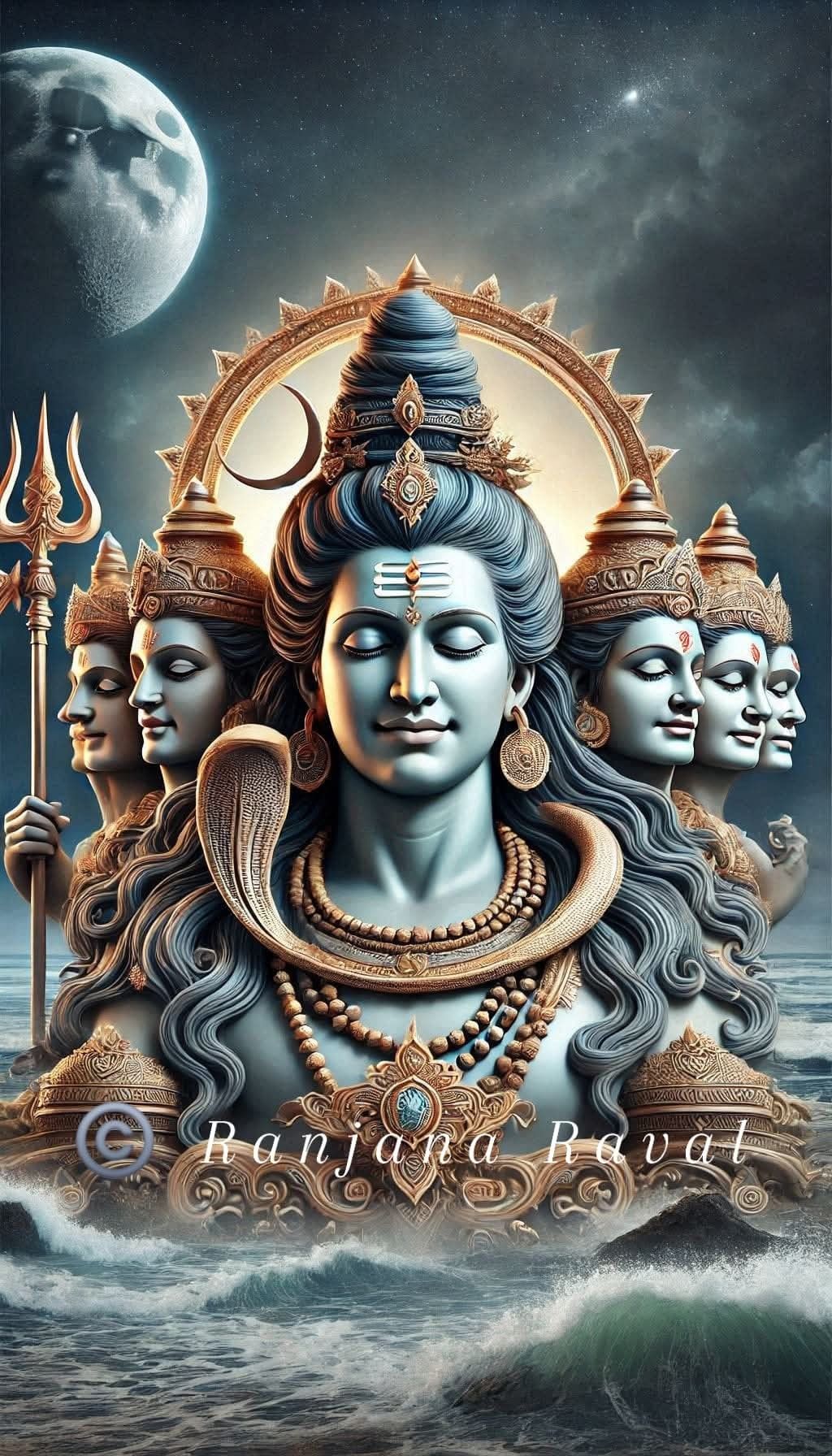Lord Shiva\'s celestial and serene portrait.
