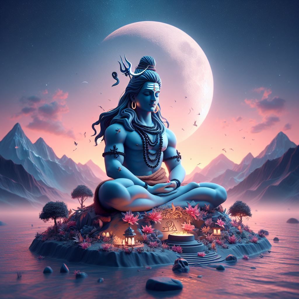 Meditating Shiva in the Himalayas