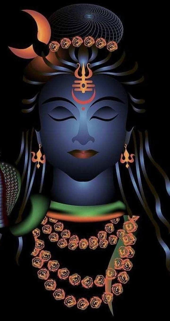 Meditating Shiva with crescent moon crown