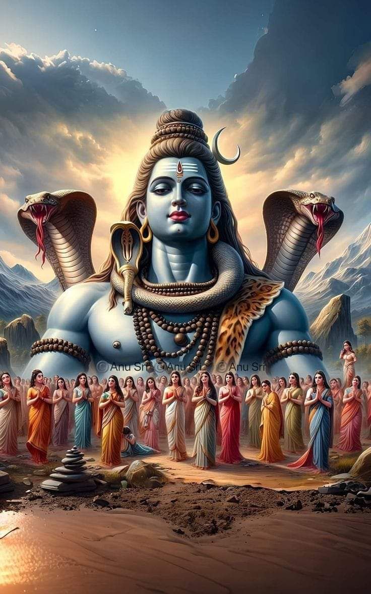 Lord Shiva with snakes and devotees