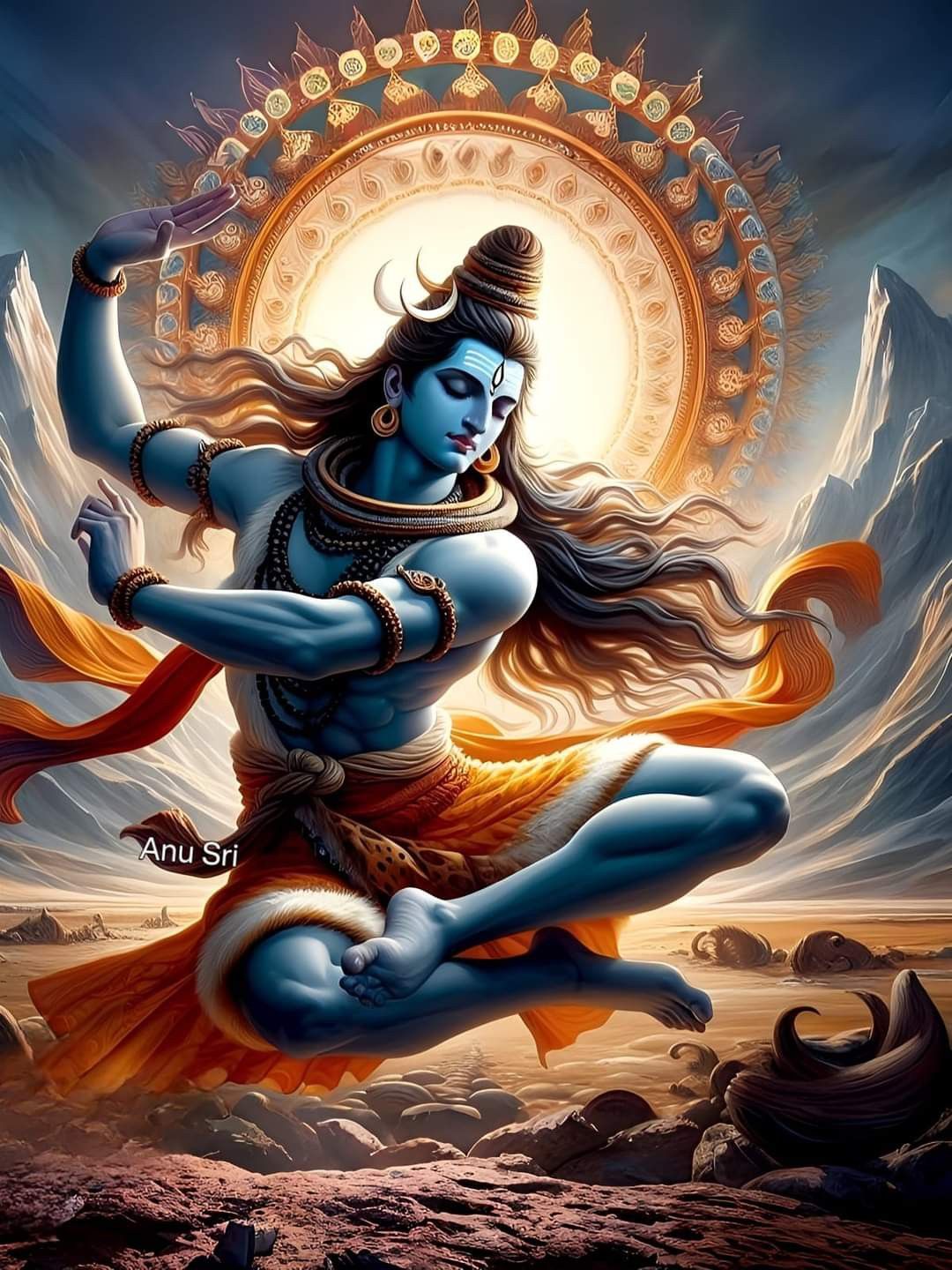 Lord Shiva dancing in the Himalayas