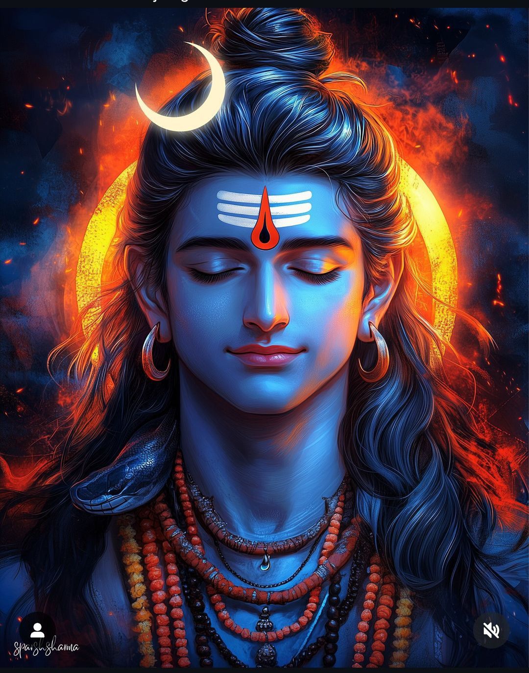 Serene Shiva with crescent moon adornment