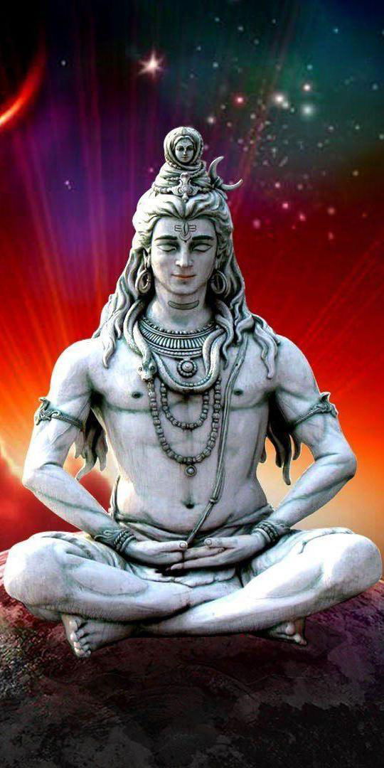 Meditating Shiva in cosmic background