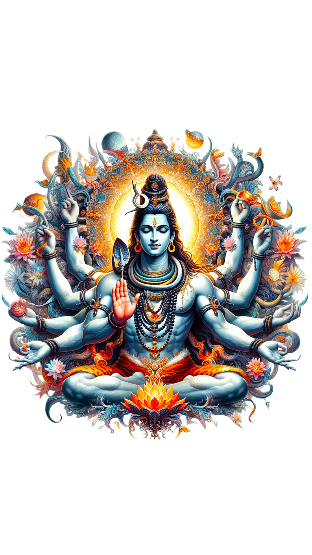 Meditating Shiva with lotus and serpent.