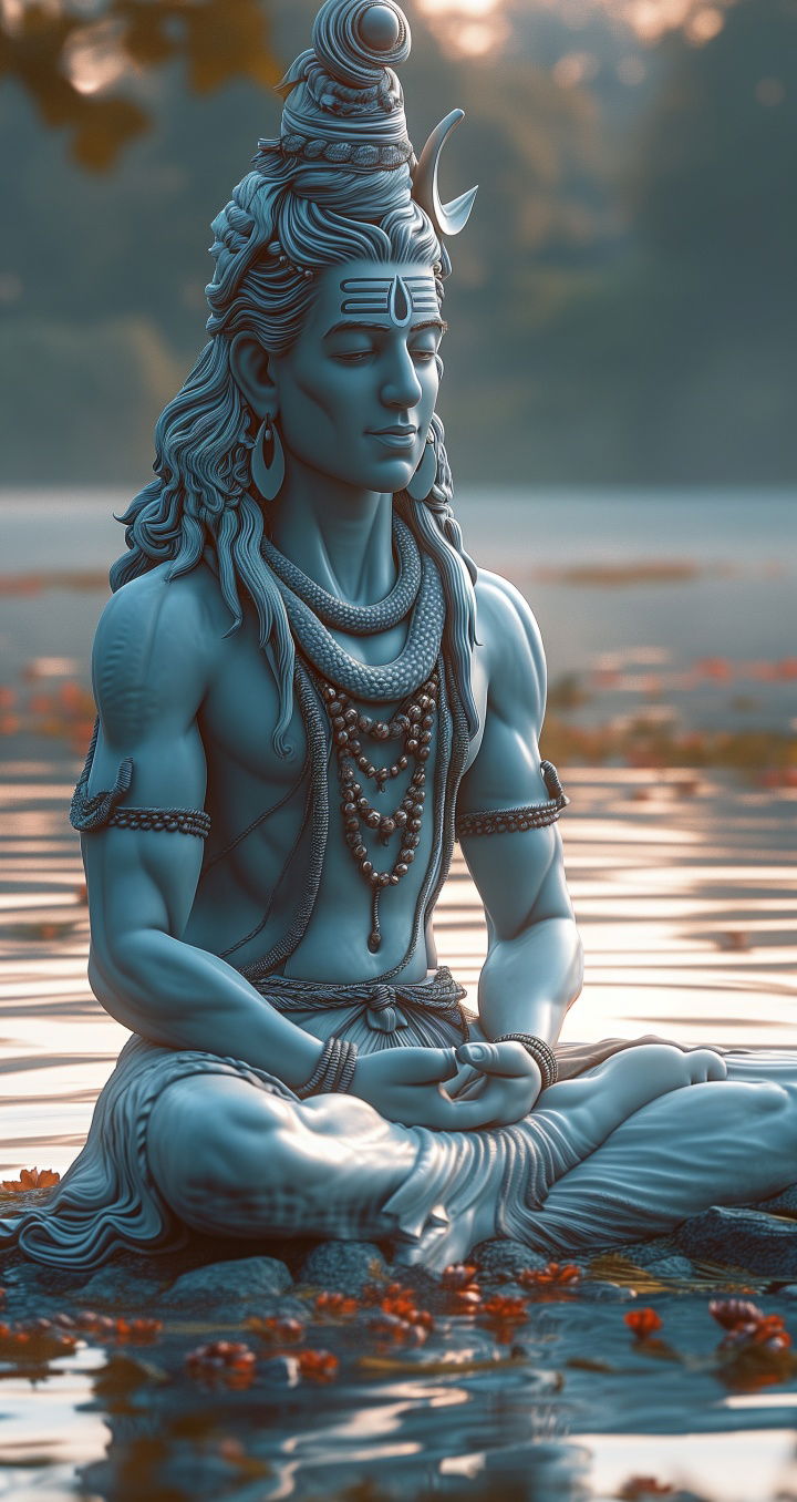 Meditating Shiva serene Hindu deity image
