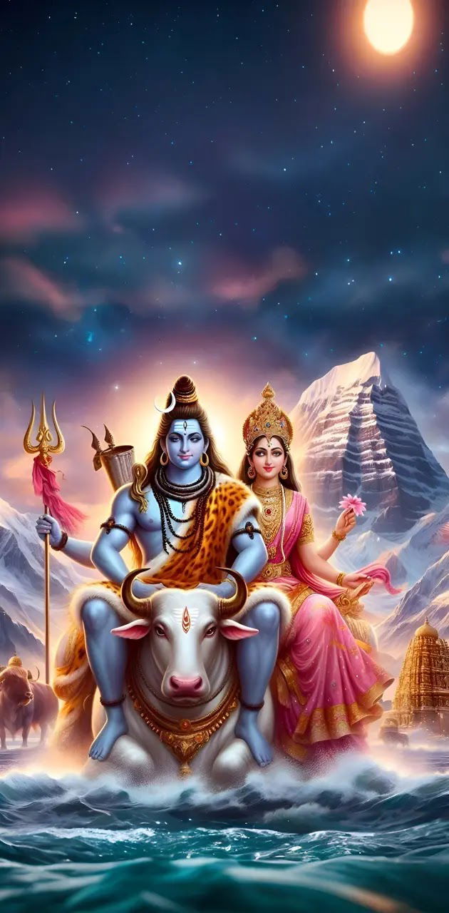 Shiva and Parvati on Nandi bull.