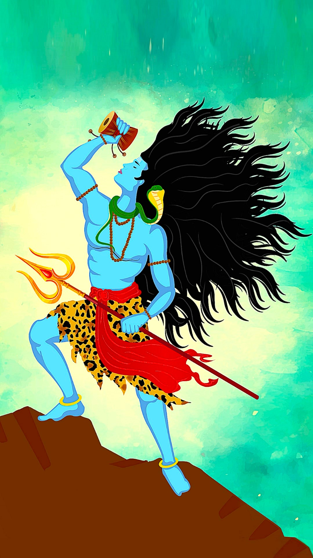 Lord Shiva with Damru and Trishul