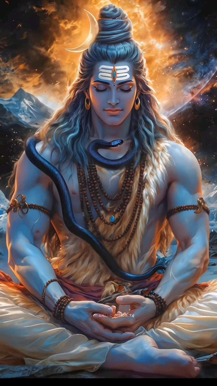 Meditating Shiva, cosmic serenity, divine power