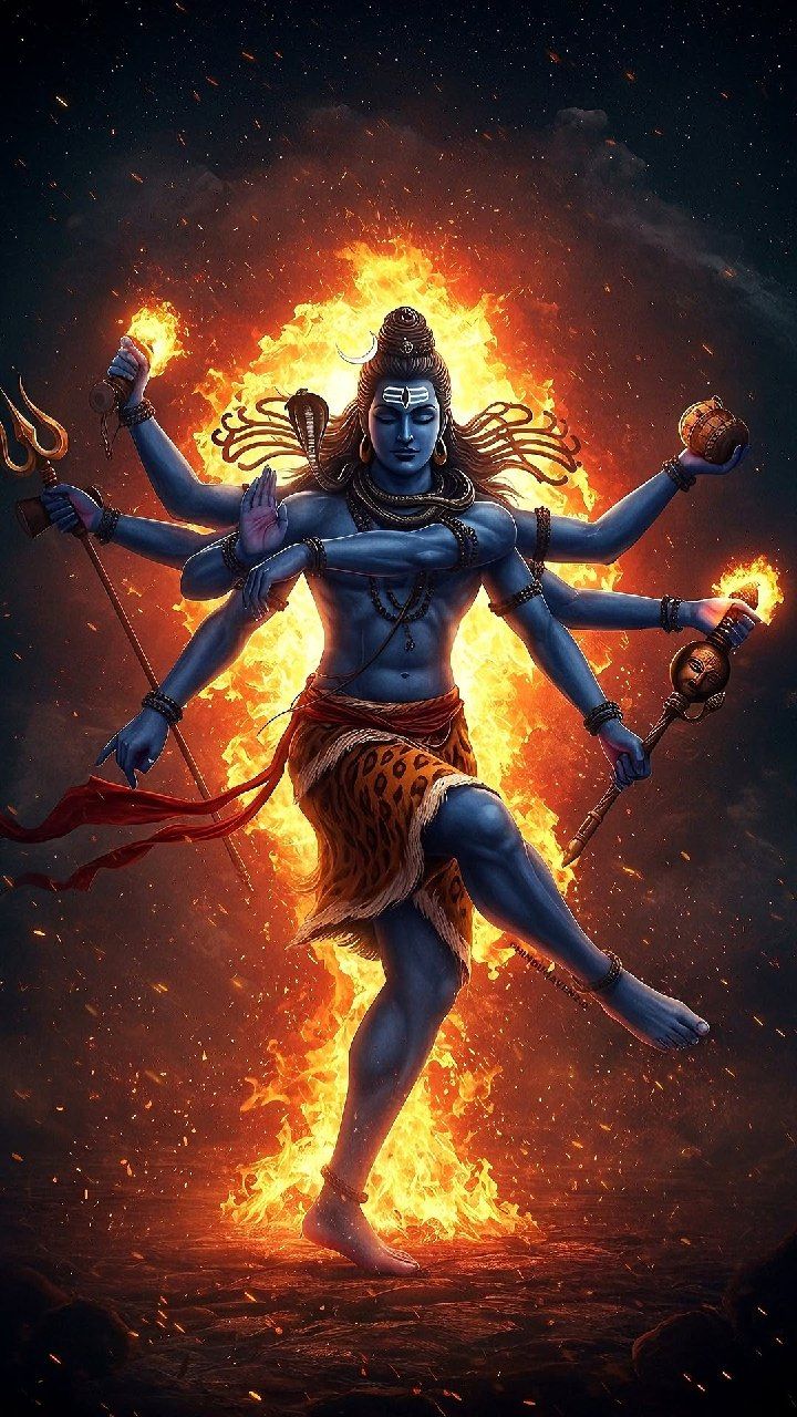 Shiva performing the fiery Tandava dance