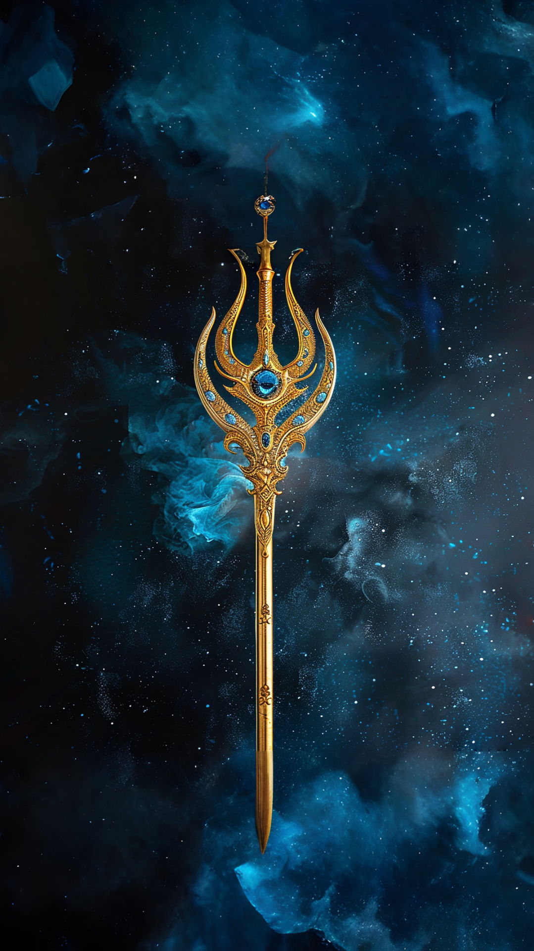 Shiva\'s Trishul against a starry sky