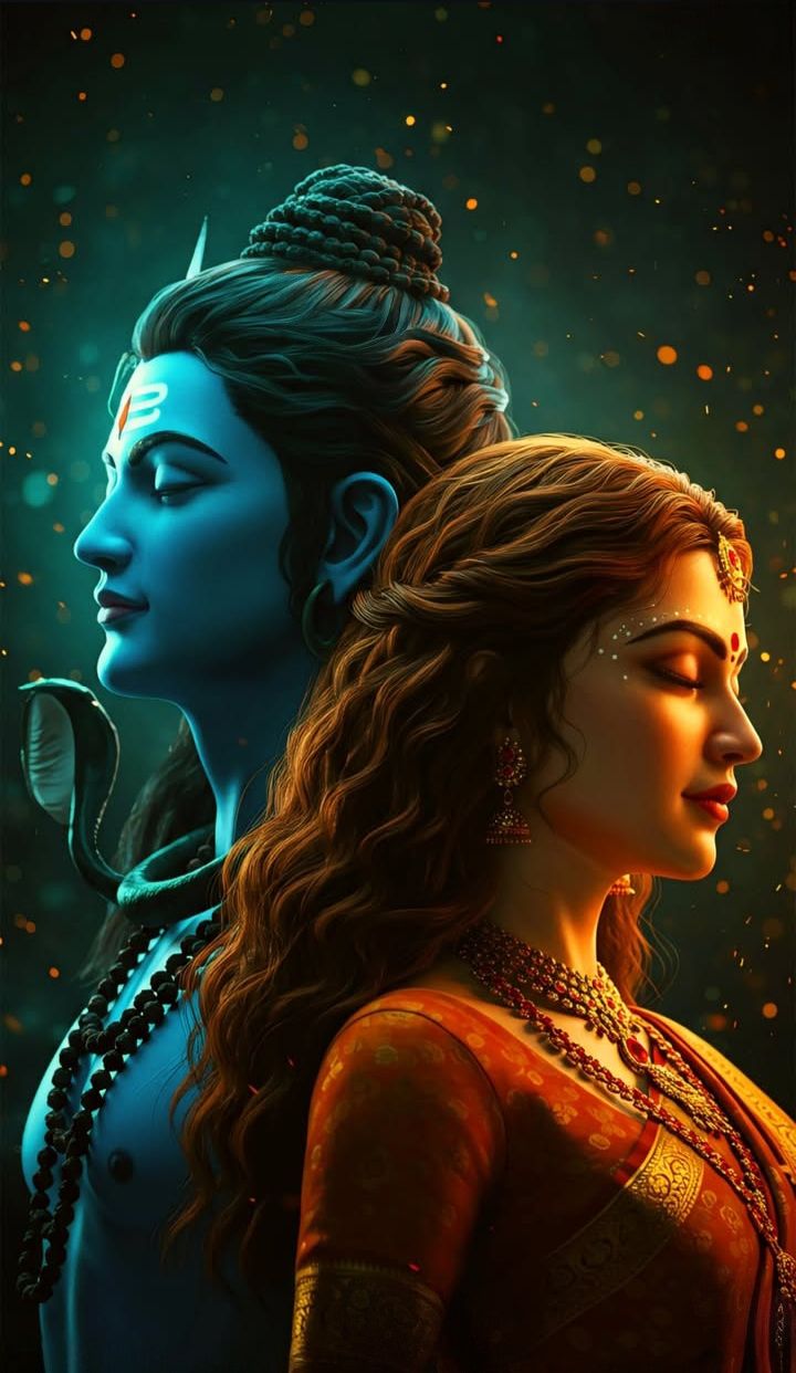 Shiva and Parvati serene portrait