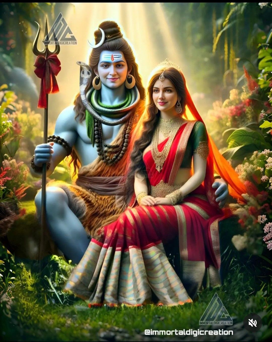 Shiva and Parvati, divine couple wallpaper.