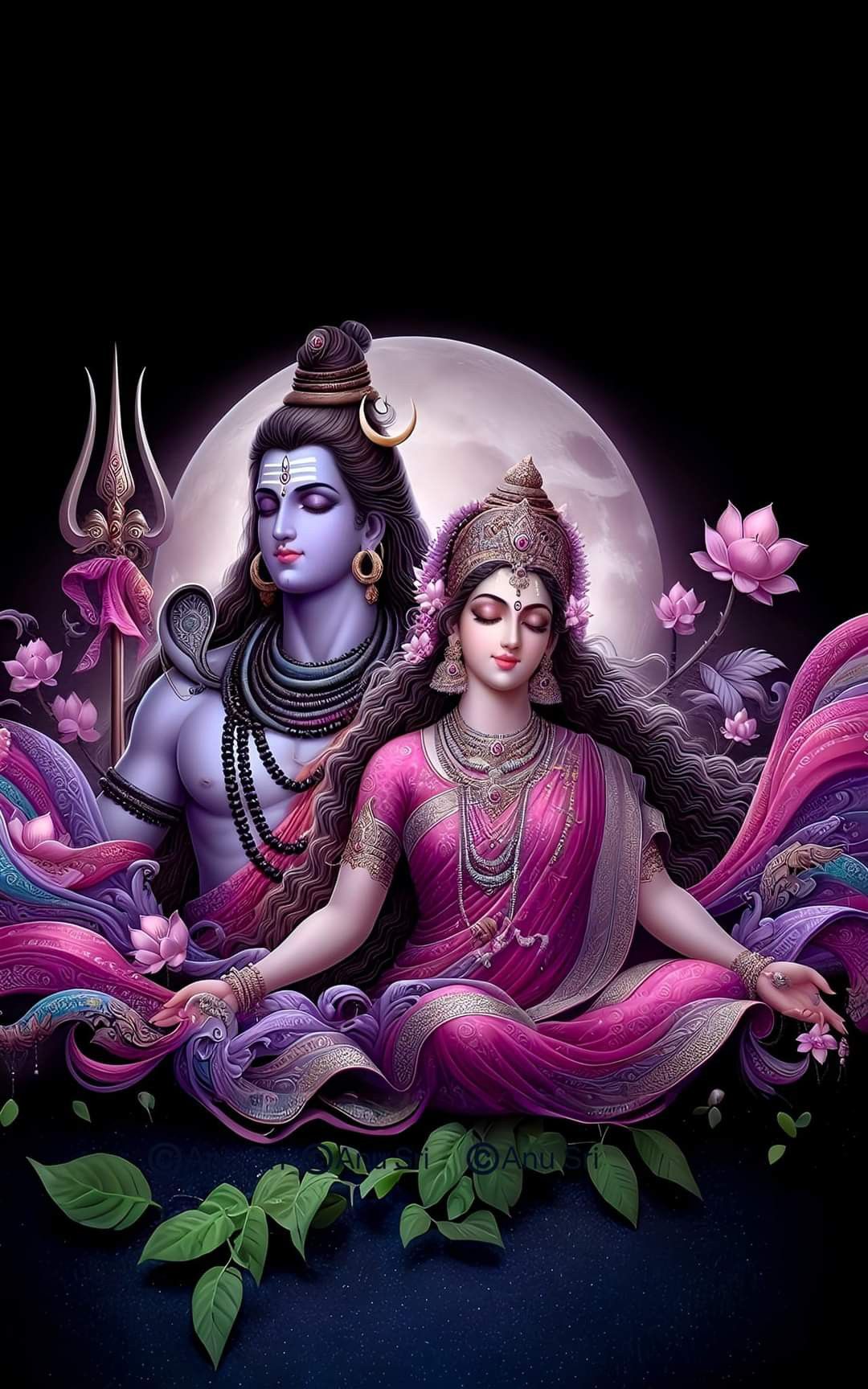 Shiva and Parvati in peaceful meditation.