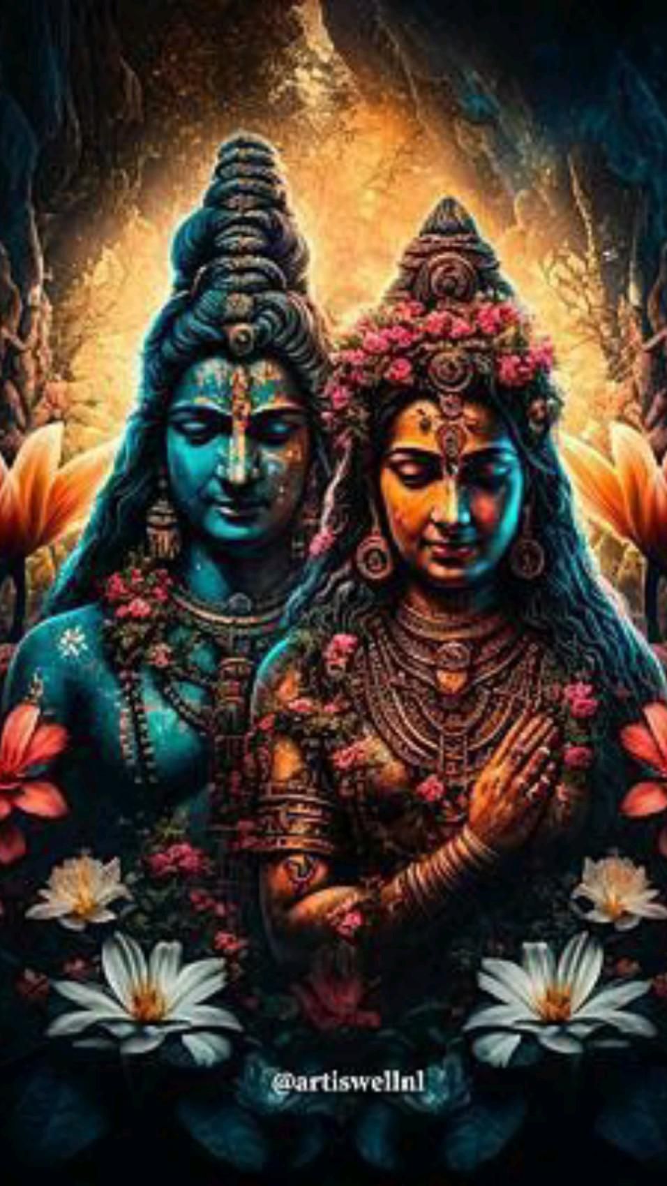 Shiva and Parvati, divine couple portrait