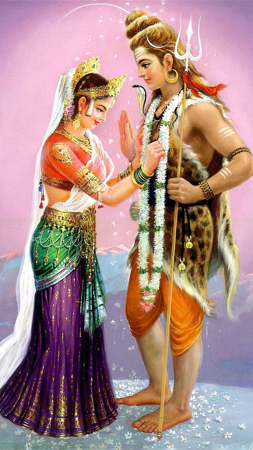 Shiva and Parvati in a loving pose