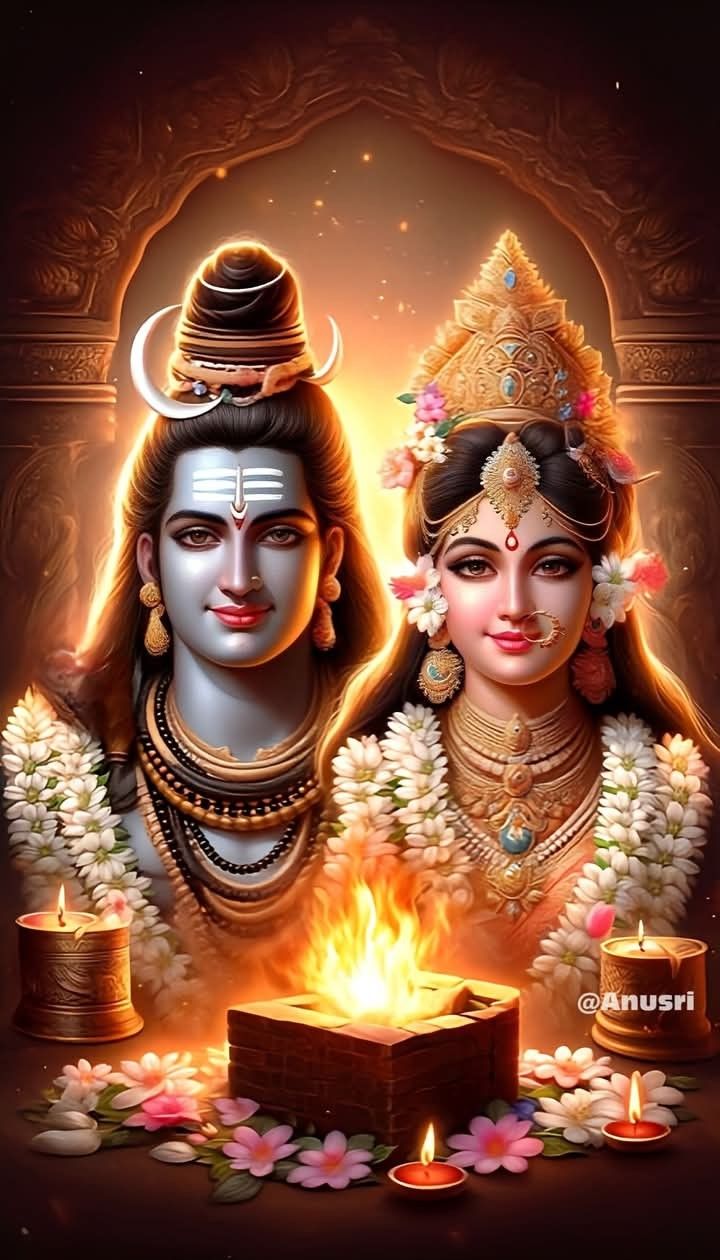 Shiva and Parvati divine couple portrait