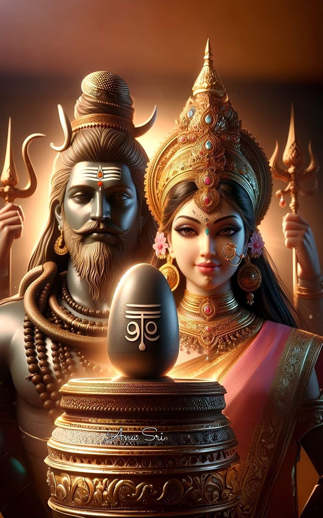 Shiva and Parvati divine portrait