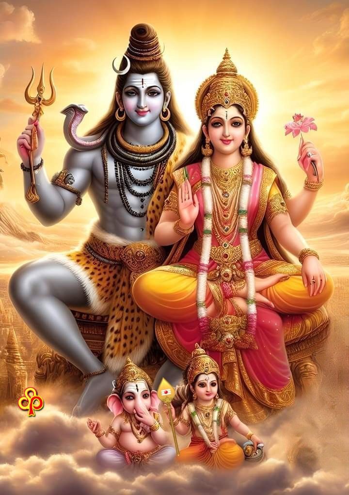 Shiva Parvati family devotional wallpaper