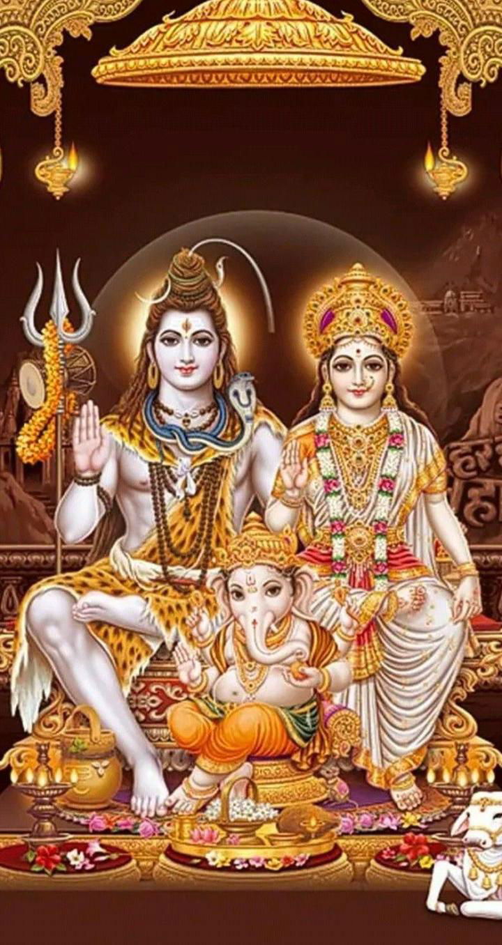 Shiva Parvati and Ganesha divine family